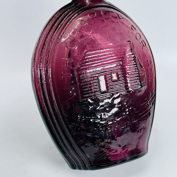 Wheaton Amethyst Glass Purple Bottle Lincoln Malice Toward None Decanter Flask - Picture 5 of 9
